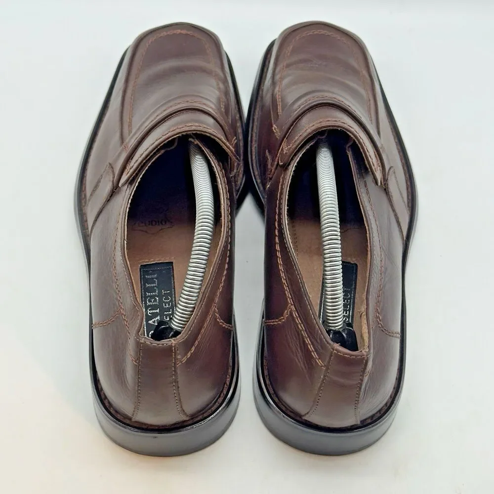 Fratelli Select Quality Leather Loafers Men's 9M Brown Square Toe Dress Shoes